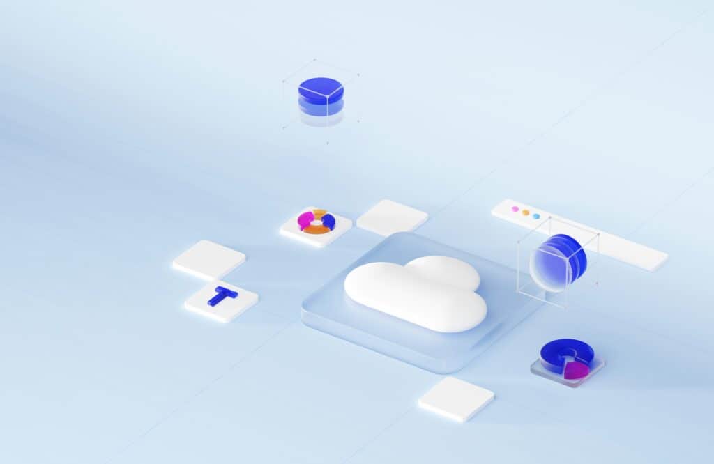 Modern cloud computing and data analytics illustration for Digerati Inc.